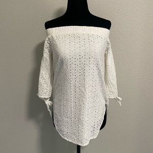 Mossimo | Off the Shoulder White Eyelet Top